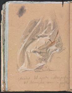 Carnet de croquis de Vérone : Étude de draperie avec pied et inscription (page 88) - Francesco Lorenzi