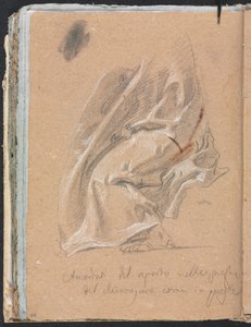 Carnet de croquis de Vérone : Étude de draperie avec pied et inscription page 88, 1760