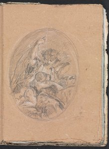 Carnet de croquis de Vérone : Figure avec enfant dans un médaillon, page 67, 1760 - Francesco Lorenzi