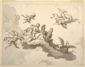 Dessin, projet de plafond peint : Triomphe de la douceur et de la force, vers 1780
