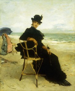 Une dame assise sur une véranda - Francesco Miralles Galaup