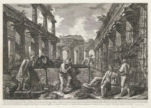 Titre avec les restes du Temple de Neptune à Paestum - Francesco Piranesi