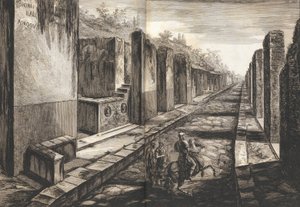 Vue de la rue entrant sous la porte de la ville de Pompéi