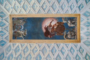 Chambre du Soleil et de la Lune : les chars du Soleil et de la Lune conduits par Diane et Apollon - Francesco Primaticcio