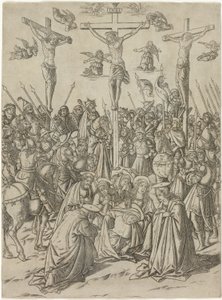 La Crucifixion avec les deux voleurs, planche dix de la Vie de la Vierge et du Christ