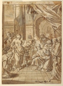 Dessin, Le Christ et la femme adultère, 1750-60 - Francesco Saverio Mergolo