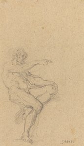 Un Homme Nu Assis Pointant vers la Droite - Francesco Solimena