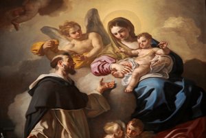 Madone du Rosaire avec les saints Dominique et Catherine