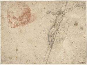 Esquisse de crucifix et tête de mort
