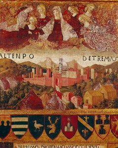 Ex voto : La Vierge Marie protégeant la ville de Sienne lors des tremblements de terre de 1466-1467 (détail)