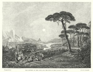 Le concours de la lyre et de la flûte dans la vallée de Tempe (gravure)