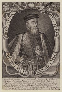Sir Thomas Gresham, marchand et financier anglais, fondateur de la Bourse royale (gravure) - Francis (after) Delaram