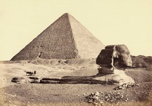 Grande Pyramide de Gizeh et Sphinx, Égypte. 19e siècle.