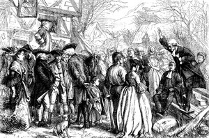 John et Charles Wesley prêchant en plein air à Bristol
