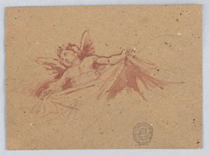 Croquis de putti avec draperie