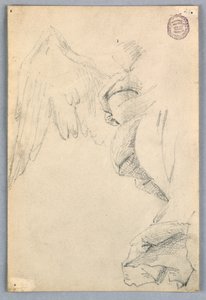 Esquisse avec ailes et draperie