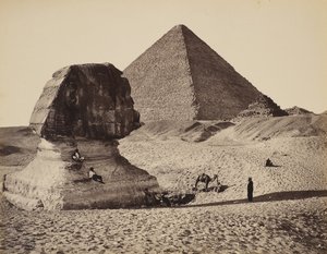 Le Sphinx, la Grande Pyramide et deux pyramides plus petites, Gizeh, Égypte - Francis Bedford