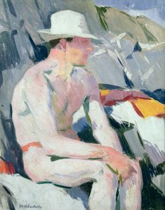 Baigneur au chapeau blanc