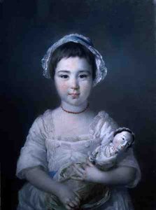 Portrait de Lady Ann Fitzpatrick tenant une poupée - Francis Cotes