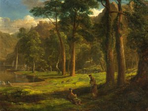 Guerriers se reposant dans une vallée montagneuse, vers 1824 - Francis Danby