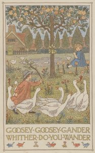 Goosey goosey gander whither do you wander (lithographie couleur) - Francis Donkin Bedford