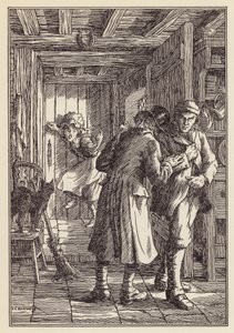 Illustration pour The Cricket on the Hearth de Charles Dickens (lithographie couleur) - Francis Donkin Bedford