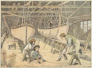 Constructeur naval (lithographie couleur) - Francis Donkin Bedford