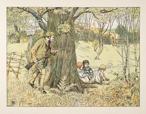 Le garde-chasse, tiré de Four and Twenty Toilers, pub. 1900 (lithographie couleur) - Francis Donkin Bedford