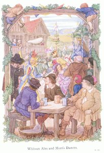 Bières de la Pentecôte et danseurs de Morris (lithographie couleur) - Francis Donkin Bedford