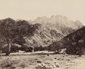 Mont Serbal, depuis le Wádee Feyrán, Égypte, 1858 (photo) - Francis Frith