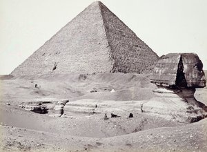 La Grande Pyramide, avec le Sphinx au premier plan, El-Geezah - Francis Frith