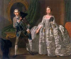 David Garrick et Hannah Pritchard dans une scène de Le Mari soupçonneux, 1752