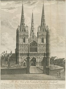 Cathédrale de Lichfield - Façade ouest : gravure, nd [18e siècle]