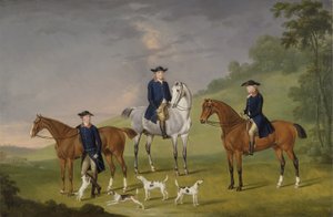 John Corbet, Sir Robert Leighton et John Kynaston avec leurs chevaux et chiens - Francis Sartorius