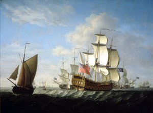 Une escadre britannique de la Royal Navy en mer - Francis Swaine