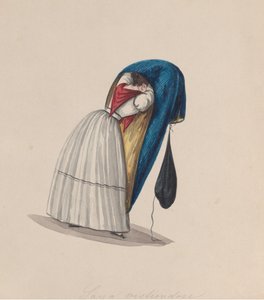 Une femme entrant dans sa saya vue de dos