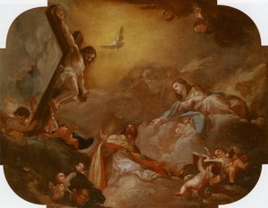 Saint Augustin et la Vierge adorant le Christ crucifié