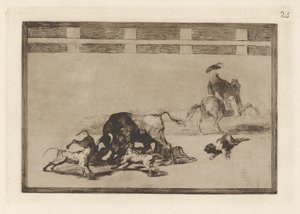 Echan perros al toro, Pl. 25 de La tauromaquia - Francisco de Goya
