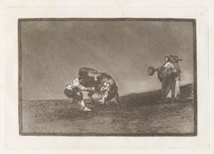 El mismo vuelca un toro en la plaza de Madrid, Planche 16 de La tauromaquia - Francisco de Goya