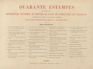 Feuille explicative, de La tauromachie (Troisième édition) - Francisco de Goya