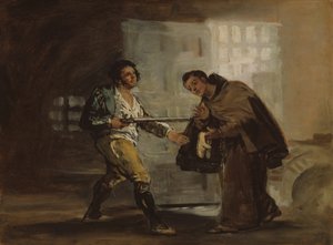 Frère Pedro offre des chaussures à El Maragato et se prépare à écarter son arme - Francisco de Goya