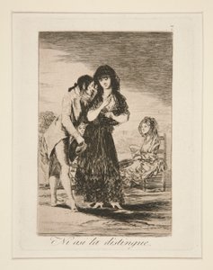 Ni ainsi il ne peut la distinguer, pl. 7 de Los caprichos - Francisco de Goya