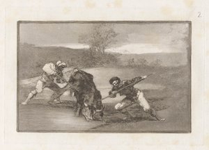 Une autre façon de chasser à pied, Planche 2 de La tauromachie - Francisco de Goya