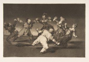 Planche 12 des Disparates : Si Marion veut danser, alors elle a..., vers 1816-23 publié en 1864 - Francisco de Goya
