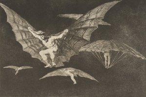 Planche 13 des Disparates : Une manière de voler - Francisco de Goya