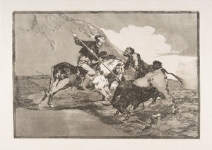 La manière dont les anciens Espagnols chassaient les taureaux à cheval, de La Tauromaquia, 1816 - Francisco de Goya