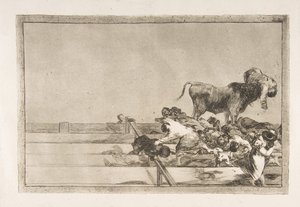 Planche 21 de la Tauromaquia : Événements terribles dans les premières rangées de l