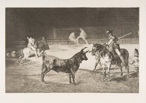 Planche 27 de la Tauromaquia: Le célèbre picador, Fernando del Toro, attire le fier...