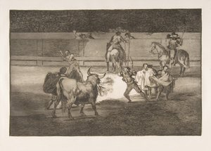 Planche 31 de la Tauromachie : Banderilles avec pétards, 1816 - Francisco de Goya