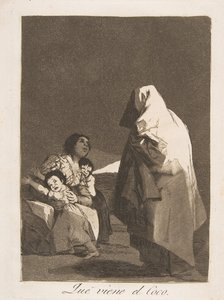 Planche 3 de Los Caprichos : Voici le croque-mitaine Que viene el Coco., 1799